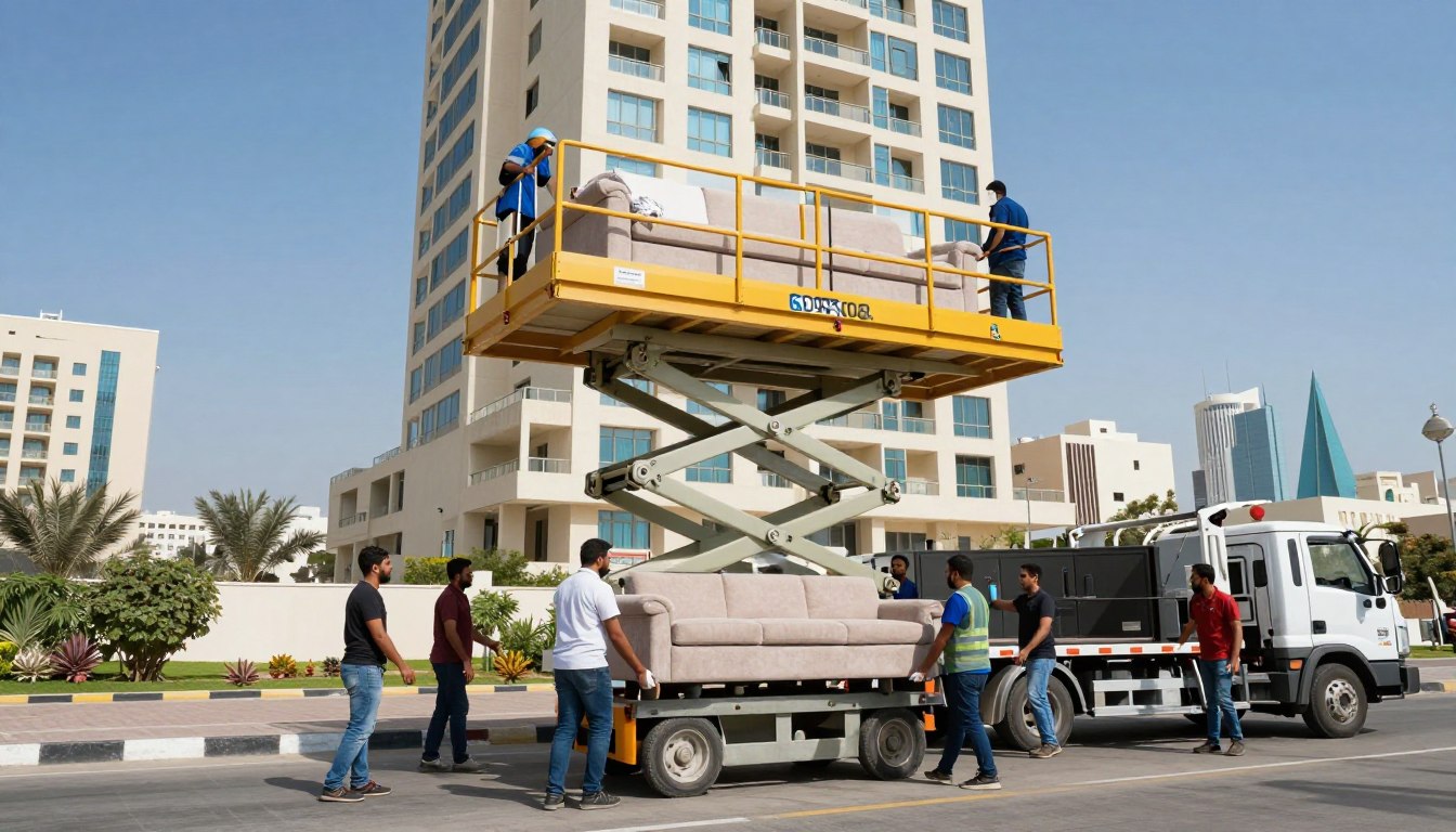 نقل أثاث بالكويت مع ونش رفع للأدوار العالية