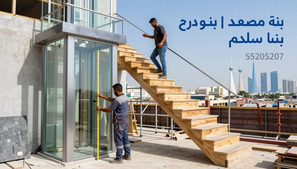 بناء مصاعد | بناء درج | بناء سلالم |📞55205207 | بناء سلم | بناء درج خار